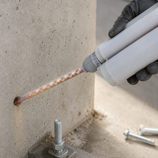 Construction adhesive anchoring