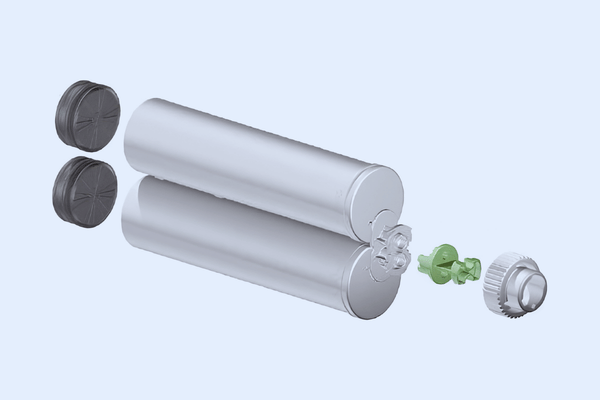 Mixpac and Nordson compatible dual cartridges and mixing nozzles