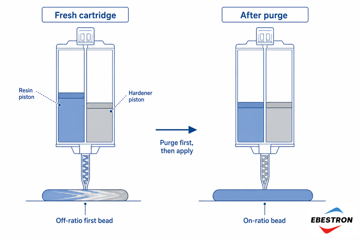 Problem 1: The Bond Stays Soft, Tacky, or Weak (Off-Ratio Dispensing) — Ebestron