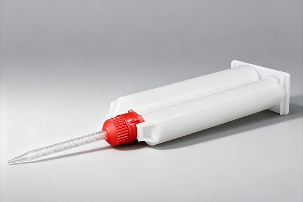 Dual cartridge with static mixing tube and dispensing gun set