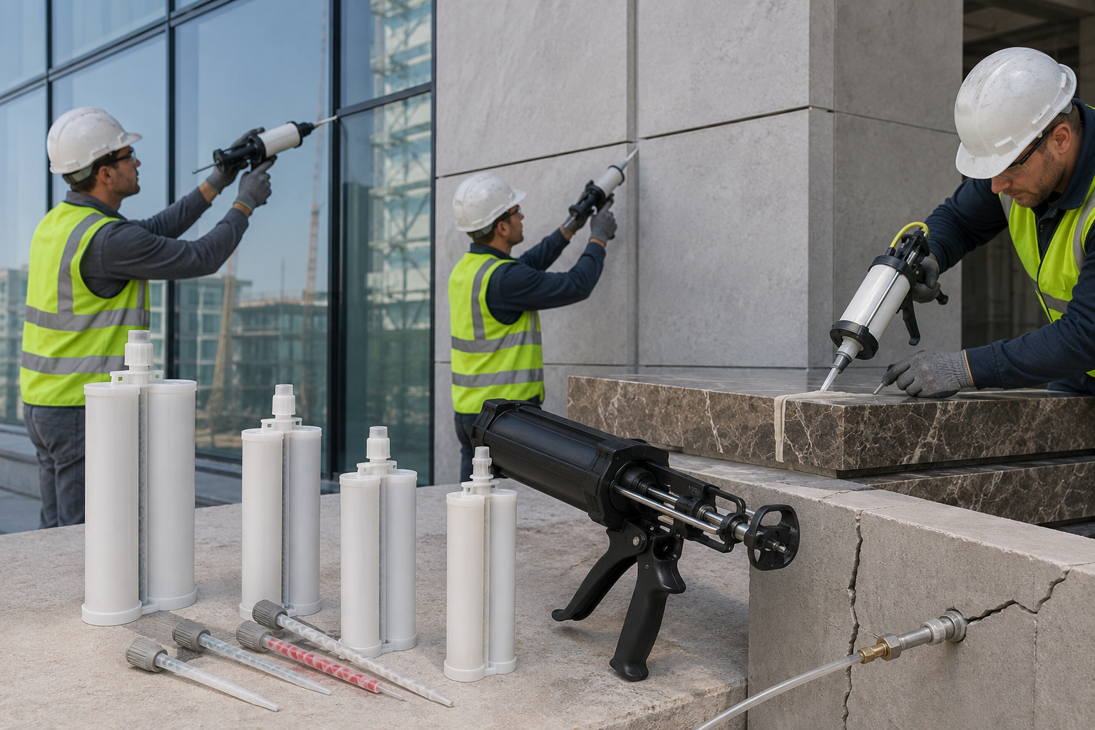 Two-part construction adhesives and structural glazing sealants in cartridge packs