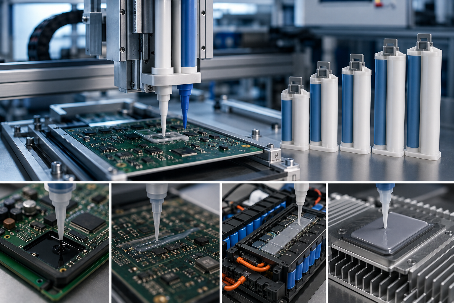 Electronics potting compounds and EV battery thermal interface 2K adhesives