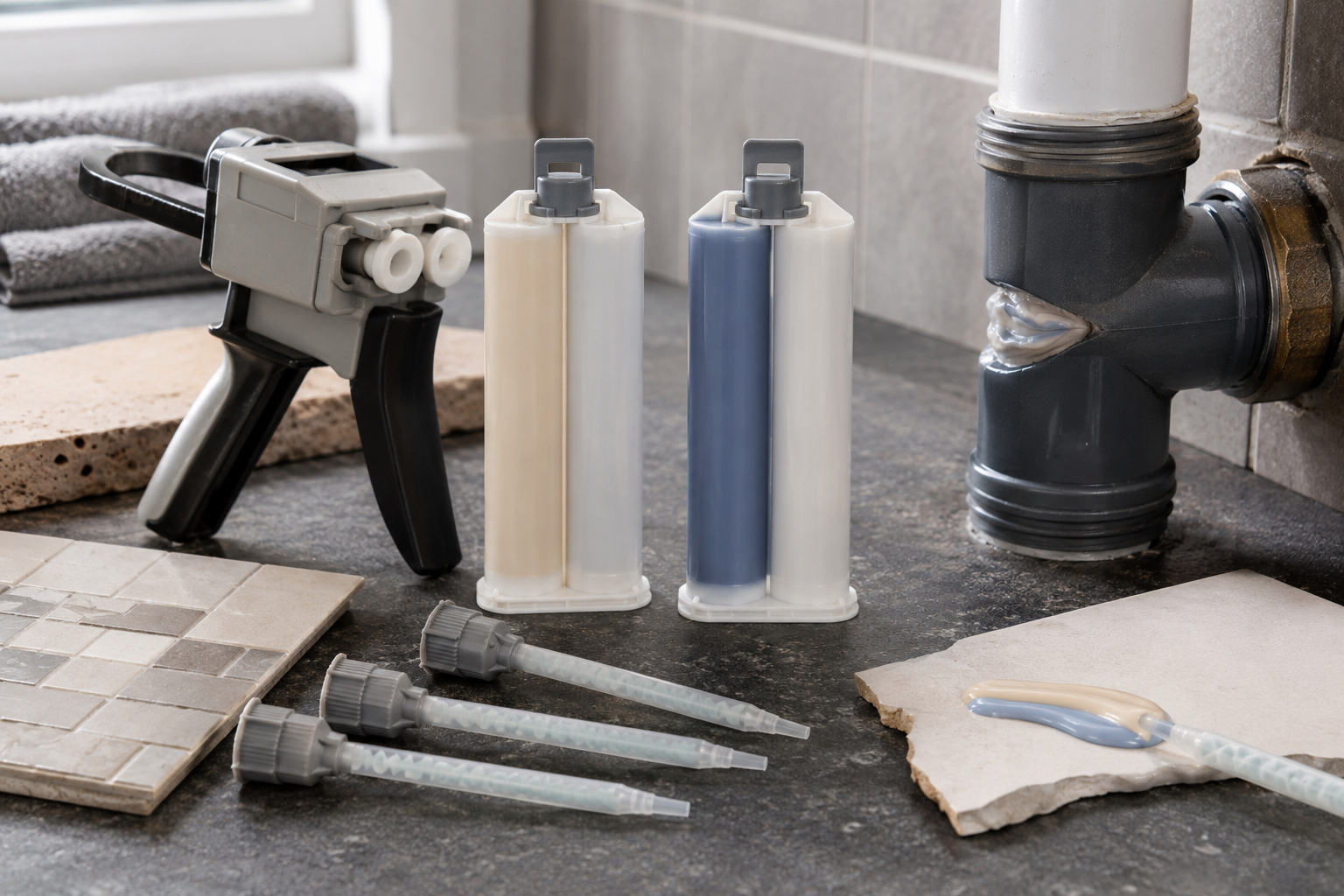 Consumer DIY home repair adhesives and tile compounds in retail-ready cartridges