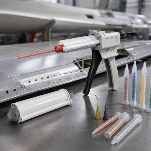 Two-part aerospace adhesives cartridges hardware schematic