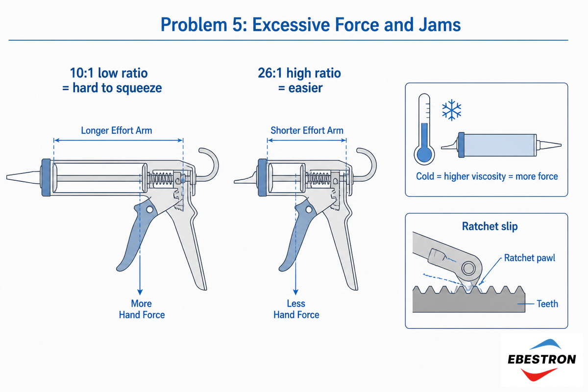 Problem 5: Excessive Trigger Force, Ratchet Slip, or a Jammed Plunger — Ebestron