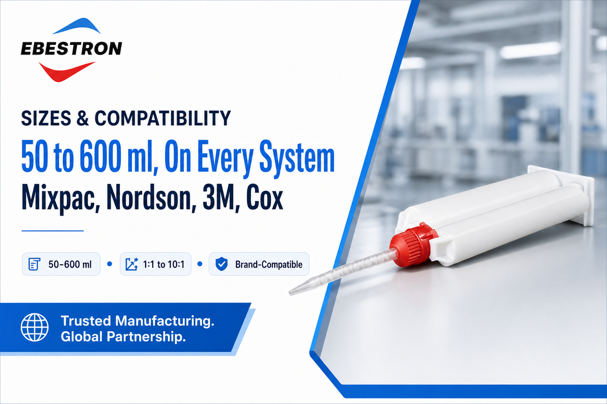 Cartridge Sizes and Brand Compatibility (50–600 ml; Mixpac / Nordson / 3M) — Ebestron