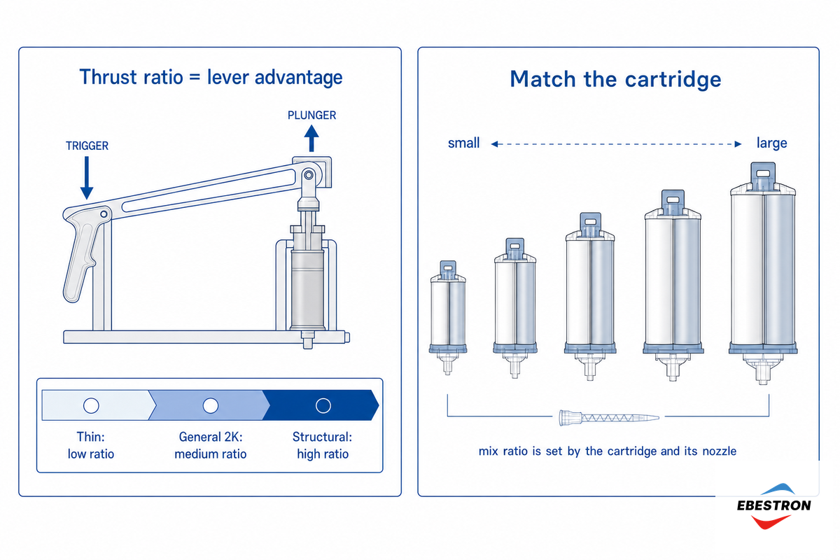 Matching Gun to Cartridge: Thrust Ratio, Mix Ratio and Size — Ebestron