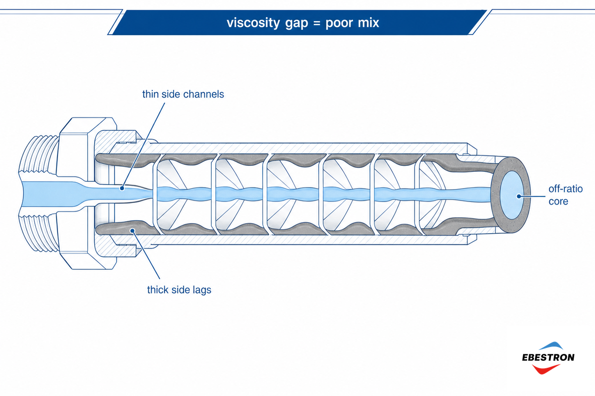 When Static Mixers Start To Fail: Viscosity Gap, High Ratio, And Pot Life — Ebestron