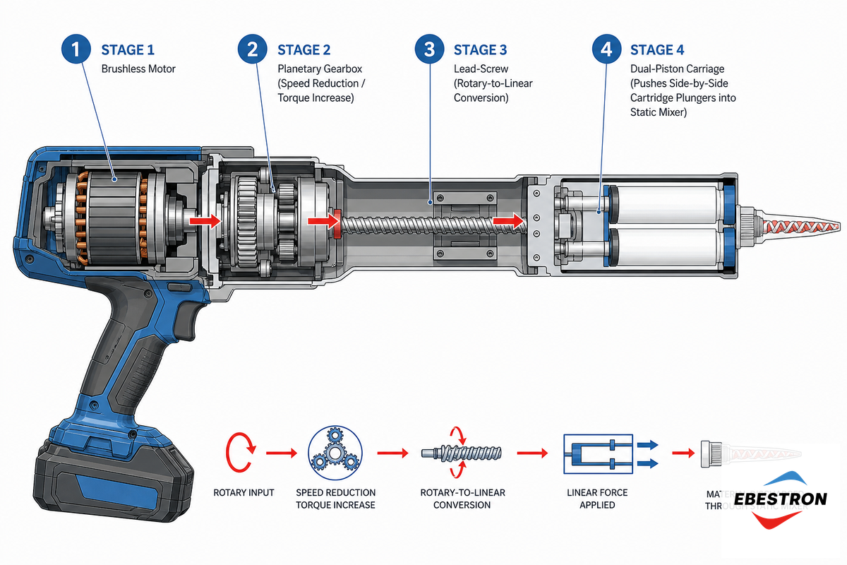 The Electric Drive Chain: Motor, Gearbox, and Lead Screw — Ebestron