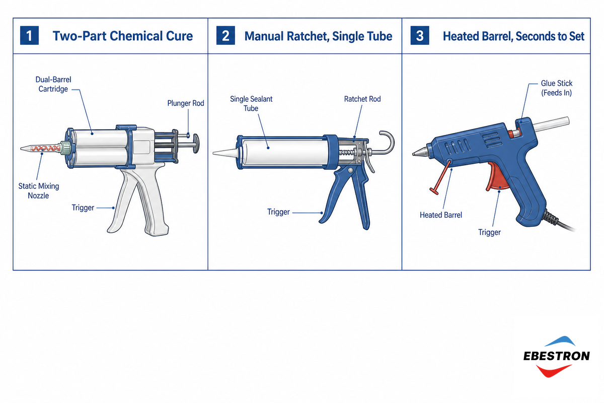 Epoxy Gun vs Caulking Gun vs Hot-Melt Glue Gun: Key Differences — Ebestron