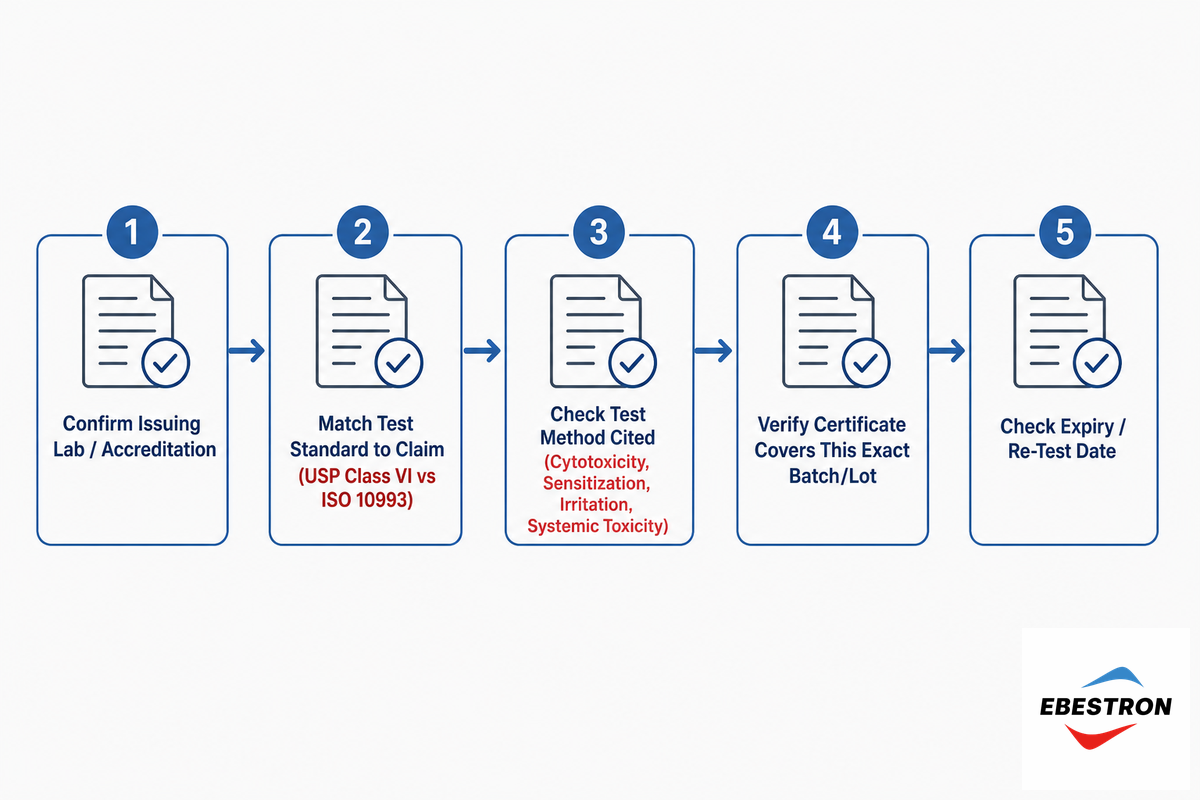 Verifying a USP Class VI / ISO 10993 Certificate: A Practical Audit Checklist — Ebestron