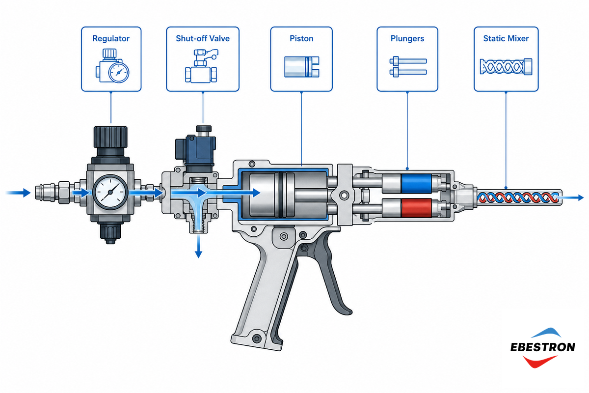 How Pneumatic Cartridge Guns Work: Regulator, Shut-Off Valve & Thrust — Ebestron